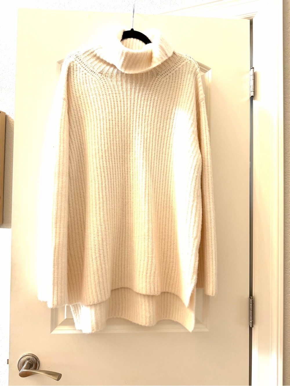 NWT Nordstrom Wool Blend Chunky Open Knit Turtleneck Oversized Sweater. SZ XL